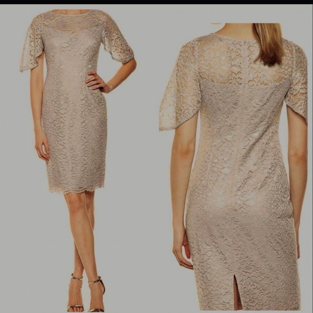 Adrianna Papell Cocktail MOB Dress Lace in Icy Lilac Size 16 NWT